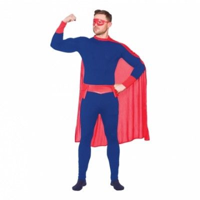 Superhjälte Blå/Röd Maskeraddräkt - Small