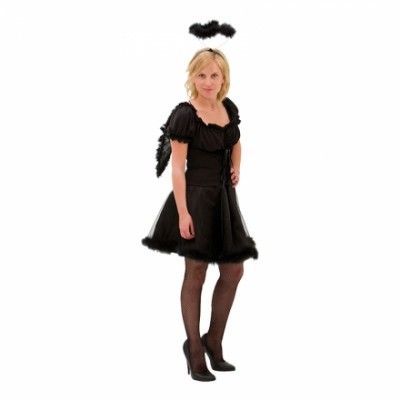 Svart Ängel med Gloria Maskeraddräkt - One size