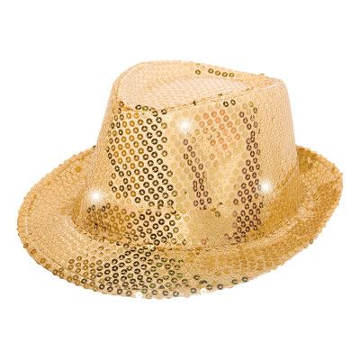 Trilby paljetthatt Guld LED