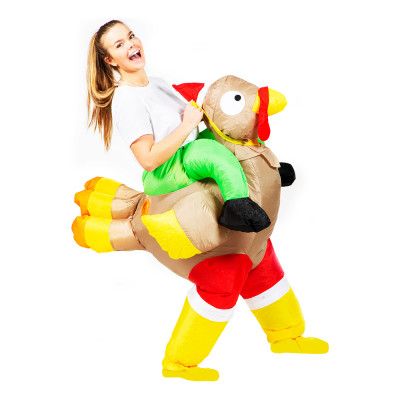 Uppblåsbar Ridande Kalkon Maskeraddräkt - One size