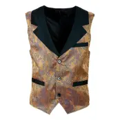 Vintage Jacquard Väst Brun - X-Large