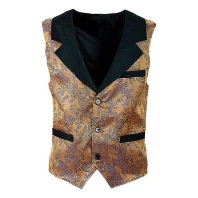 Vintage Jacquard Väst Brun - X-Large