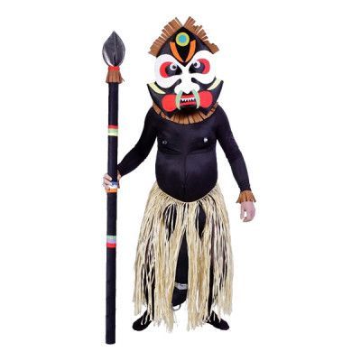 Zulu med Stort Huvud Maskeraddräkt - One size