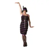 20-tals Flapper Svart/Lila Maskeraddräkt - Medium