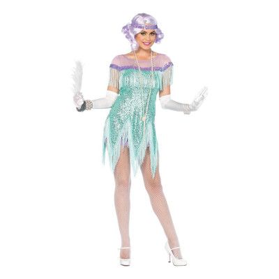 20-tals Foxtrotklänning Havsblå Deluxe Maskeraddräkt - Large