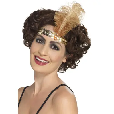 20-tals Hårband med Fjäder Guld
