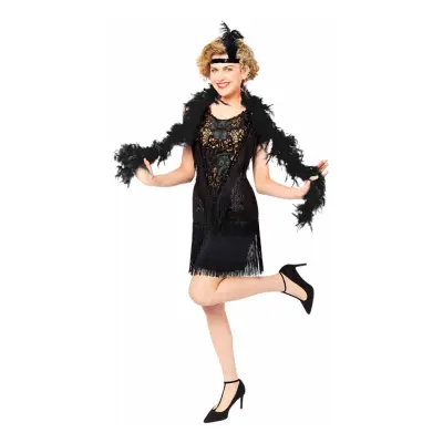 20-tals Svart Flapperklänning Maskeraddräkt - Medium