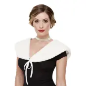 20-tals Vit Krage i Fuskpäls - One size