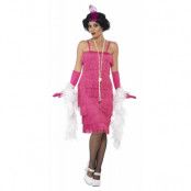 Flapper Lång Rosa Maskeraddräkt M