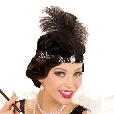 Flapper Pannband med Diamant Svart