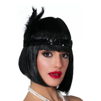 Paljetthårband med Fjäder