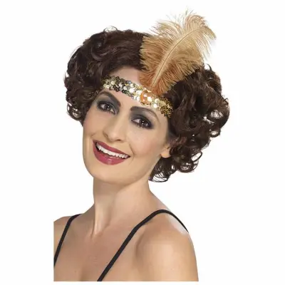 Pannband Med Fjäder Guld Glitter 20-tal