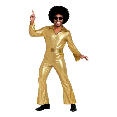 70-tals Disco Herr Guld Maskeraddräkt - Large