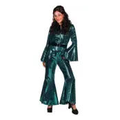 70-tals Disco Jumpsuit Turkos Maskeraddräkt Deluxe - X-Large