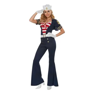 70-tals Kvinnlig Sjöman Maskeraddräkt - Small