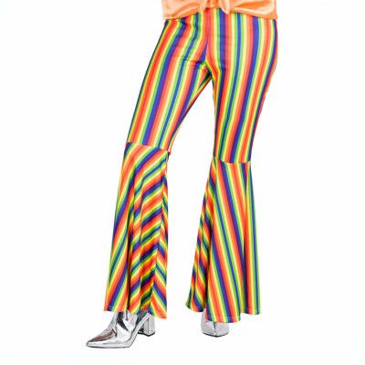 70-tals Randiga Regnbågsfärgade Byxor Dam - Medium/Large