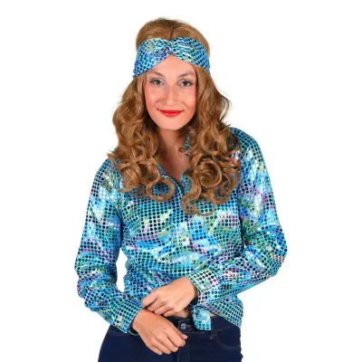 Disco Skjorta Dam Turkos/Färgskimrande - Large