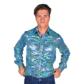 Disco Skjorta Herr Turkos/Färgskimrande - Medium
