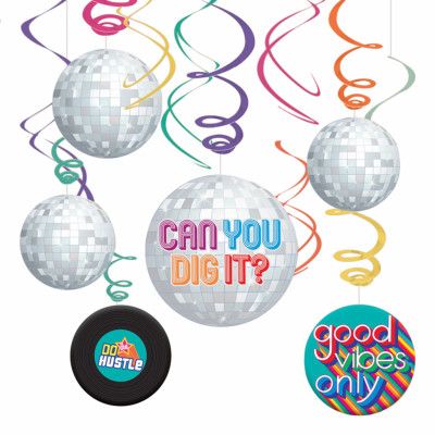 Swirls Disco Fever Takdekoration - 12-pack