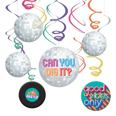 Swirls Disco Fever Takdekoration - 12-pack