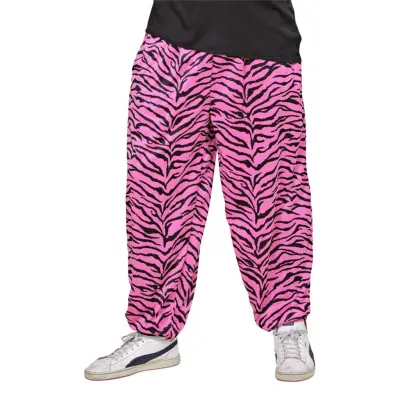 80-tals Baggy Byxor Zebra Rosa - X-Large