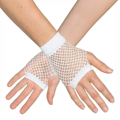 80-tals Fingerlösa Näthandskar Korta Vita - One size