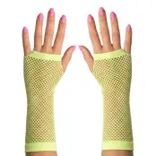 80-tals Fingerlösa Näthandskar Neongul - One size