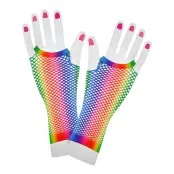 80-tals Fingerlösa Näthandskar Regnbåge - One size