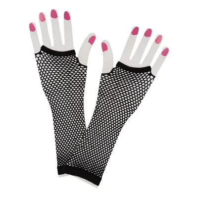 80-tals Fingerlösa Näthandskar - Svart