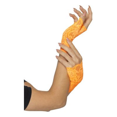 80-tals Fingerlösa Spetshandskar Orange - One size