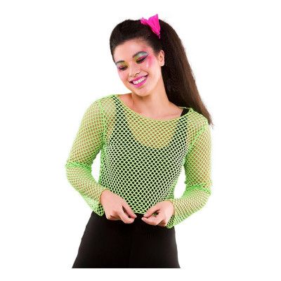 80-tals Fisknätströja Kort Neongrön - Plus size