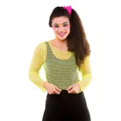 80-tals Fisknätströja Kort Neongul - Plus size