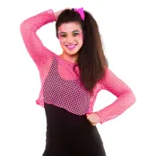 80-tals Fisknätströja Kort Neonrosa - Plus size