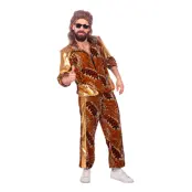 80-tals Guldig Leoparddress Maskeraddräkt - X-Large