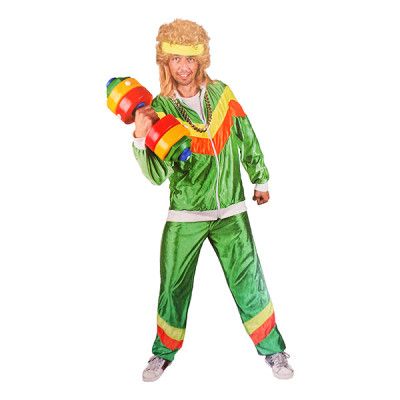 80-tals Träningsoverall Grön Maskeraddräkt - Small