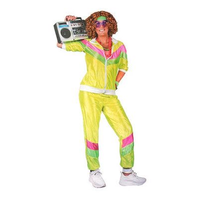 80-tals Träningsoverall Gul Dam Maskeraddräkt - X-Large