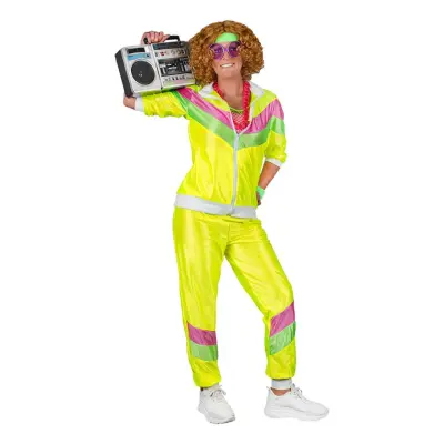 80-tals Träningsoverall Gul Dam Maskeraddräkt - Medium