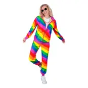 80-tals Träningsoverall Regnbågsfärgad Maskeraddräkt - Small