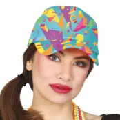 80-tals Keps Blå med Mönster - One size