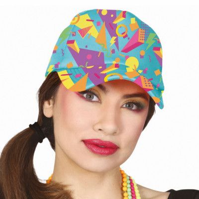 80-tals Keps Blå med Mönster - One size