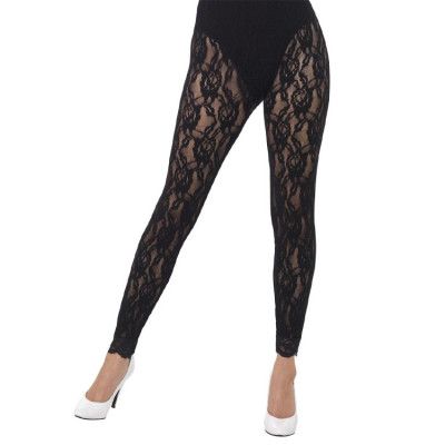 80-tals Leggings Spets Svart