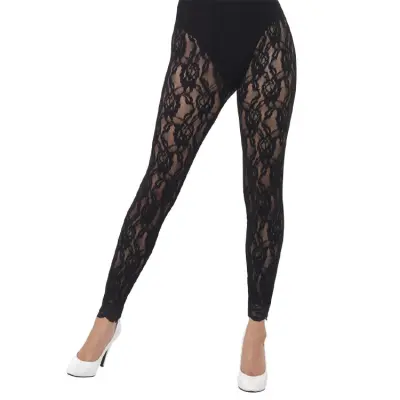 80-tals Leggings Spets Svart