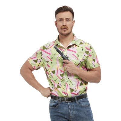 80-tals Mönstrad Skjorta - Medium