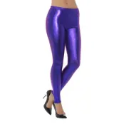 80-tals Metallic Disco Leggings Blå - Medium
