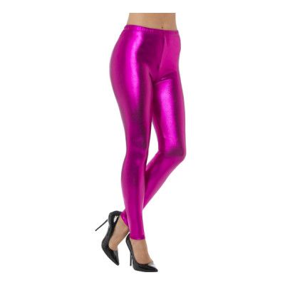 80-tals Metallic Disco Leggings Rosa - Small