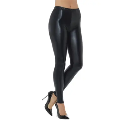 80-tals Metallic Disco Leggings Svarta - Large