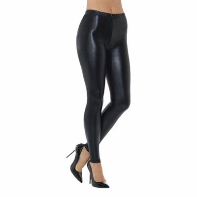 80-tals Metallic Disco Leggings Svarta - Medium