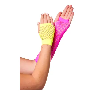 80-tals Näthandskar Fingerlösa Gul/Rosa - 2-pack