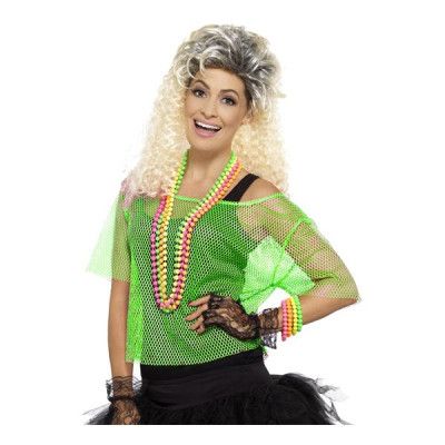 80-tals Nättopp Neon Grön - Medium/Large