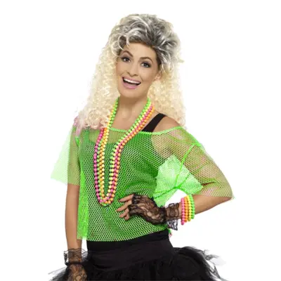 80-tals Nättopp Neon Grön - X-Large